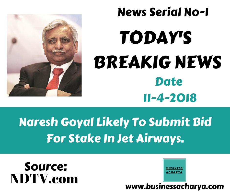 Naresh Goyal Likely To Submit Bid For Stake In Jet Airways.News Serial No-1 Date 11-4-2018 Source: NDTV.com
#businessacharyanews #businessacharya #NareshGoyal #JetAirways